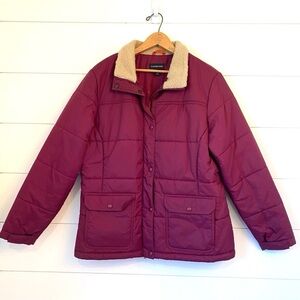 NWOT LANDS’ END magenta coat . Size Large.